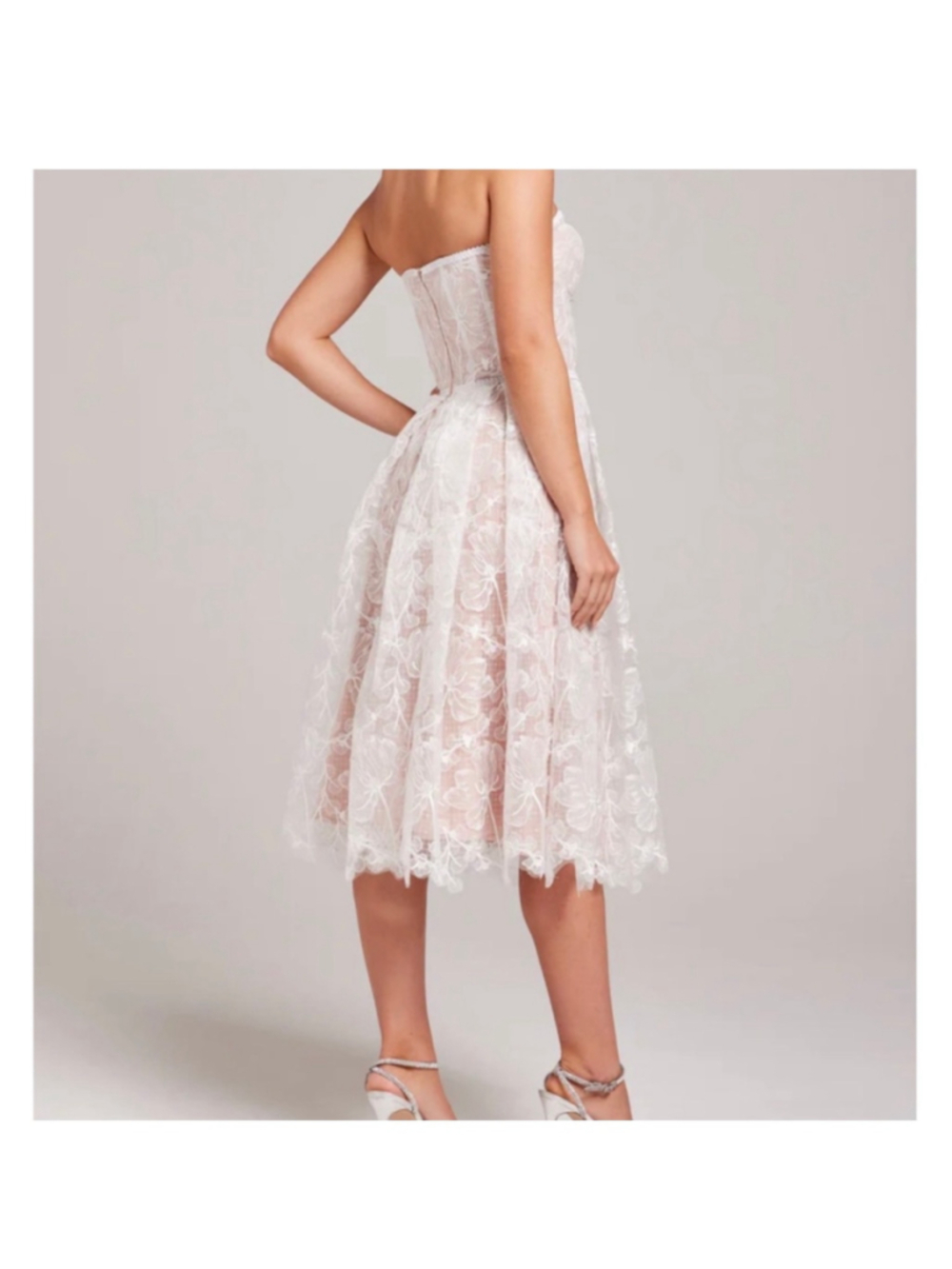 Nadine Merabi Olivia Dress White Bridal Strapless- Size Small - Picture 3 of 12
